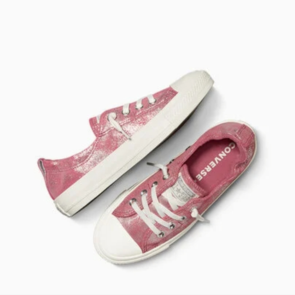 CONVERSE Chuck Taylor All Star Shoreline Slip Pink Metallic Suede Sneakers 8.5